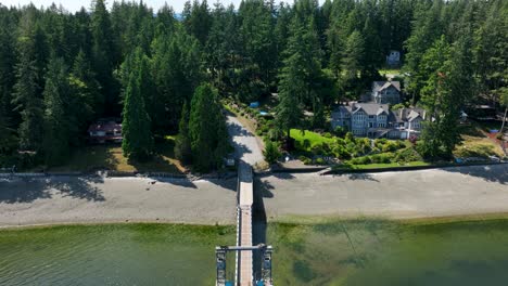 aerial view of the private ferry dock on herron island in washington state