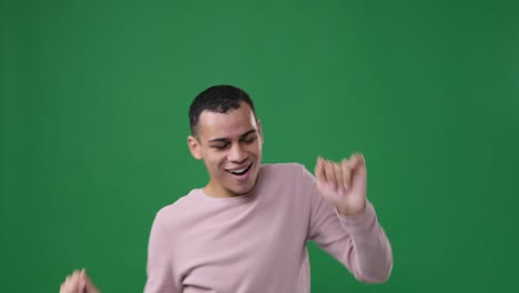 man dancing over green background