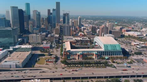 Aerial-view-of-downtown-Houston-and-surrounding-landscape