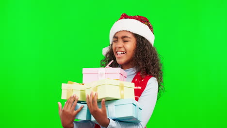 Green-screen,-Christmas-and-girl-with-presents