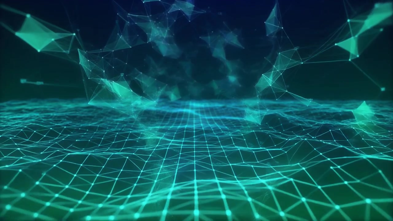 Abstract Digital Network Grid with Floating Data Nodes