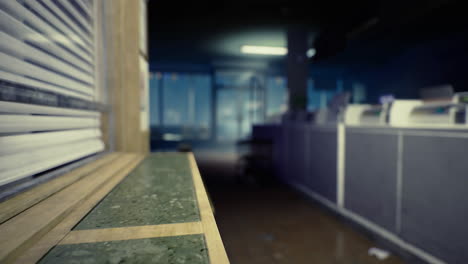 blurred interior of an empty store at night