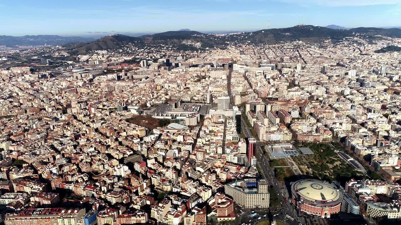 Veduta aerea dello skyline della città di Barcellona, Spagna.