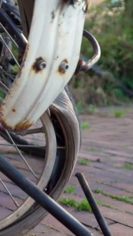 close-up of damaged bicycle parts