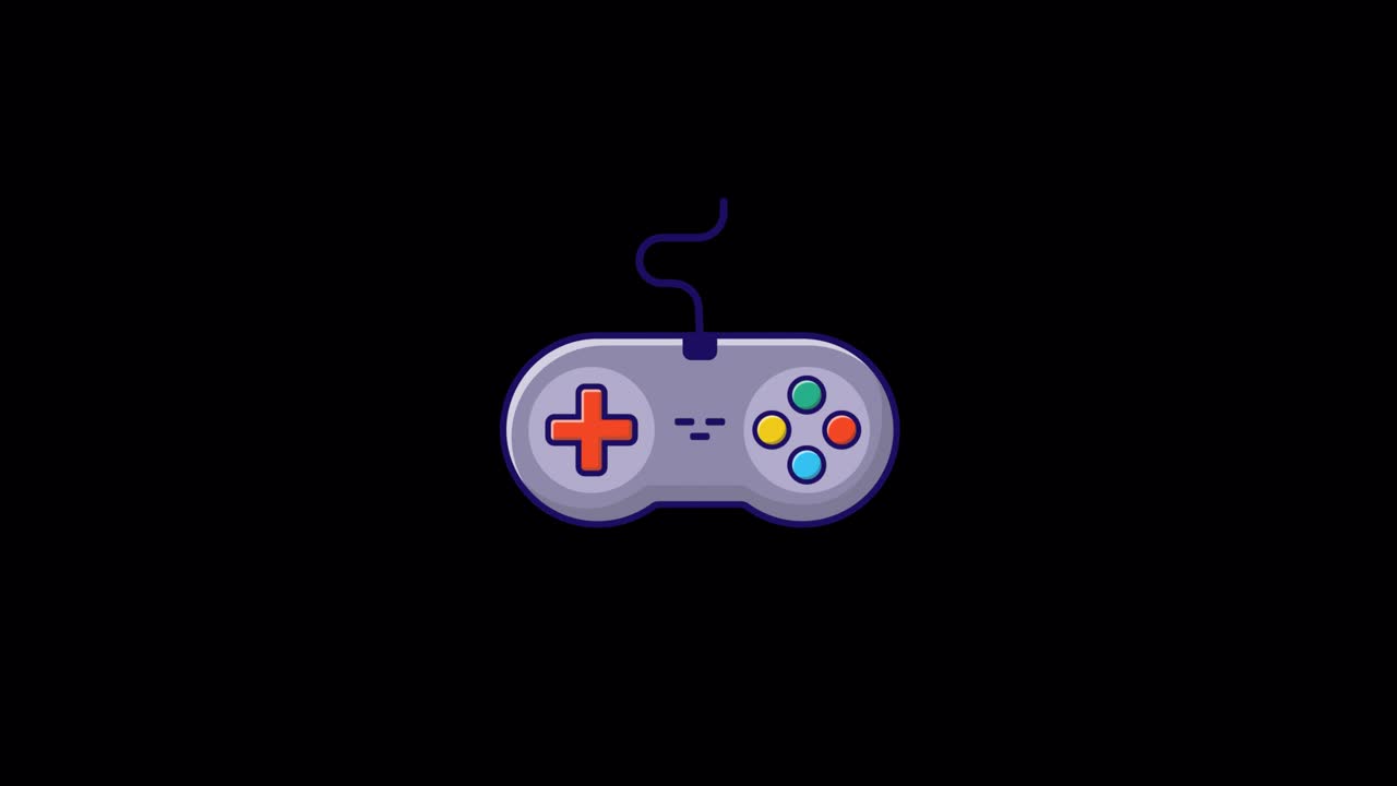 Animated Retro Video Game Controller on Black Background