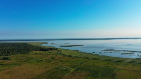 Stunning-Aerial-View-of-Slovansky-Slowinski-National-Park-Near-Gdansk-Gdynia,-Poland