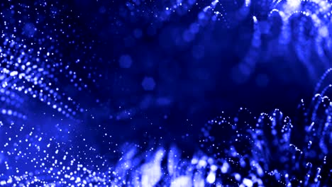 3d render of luminous particles as science fiction background or modern abstract blue background of particles with depth of field and bokeh like vj loop. particles form line and string structure. 2