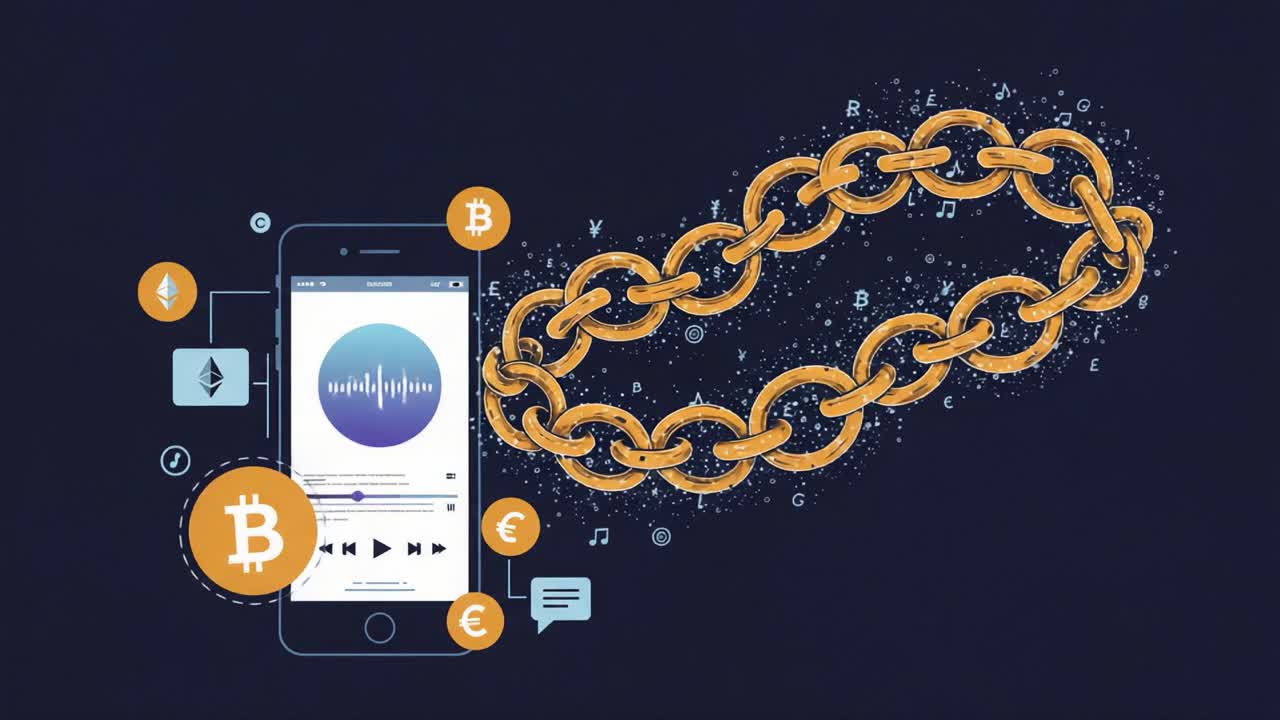 Exploring the Intersection of Music and Blockchain Technology: A Visual Representation of Digital Currency and Audio Streaming Integration