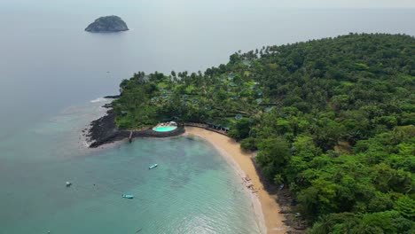 aerial view from santana beach, in são tome and principe, africa