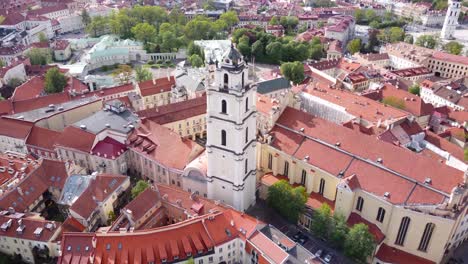 AERIAL-Vilnius-University-Tower,-Lithuania