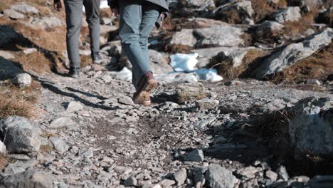 hiking on a autumn mountain in transfagarasan, romania