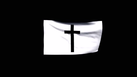 a flag with christianity symbol on it, waving on black background, with alpha channel included at the end of the video, 3d animation, animated flag