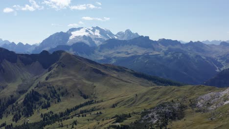 aerial mountain landscape, marmolada mountain in dolomites, italy