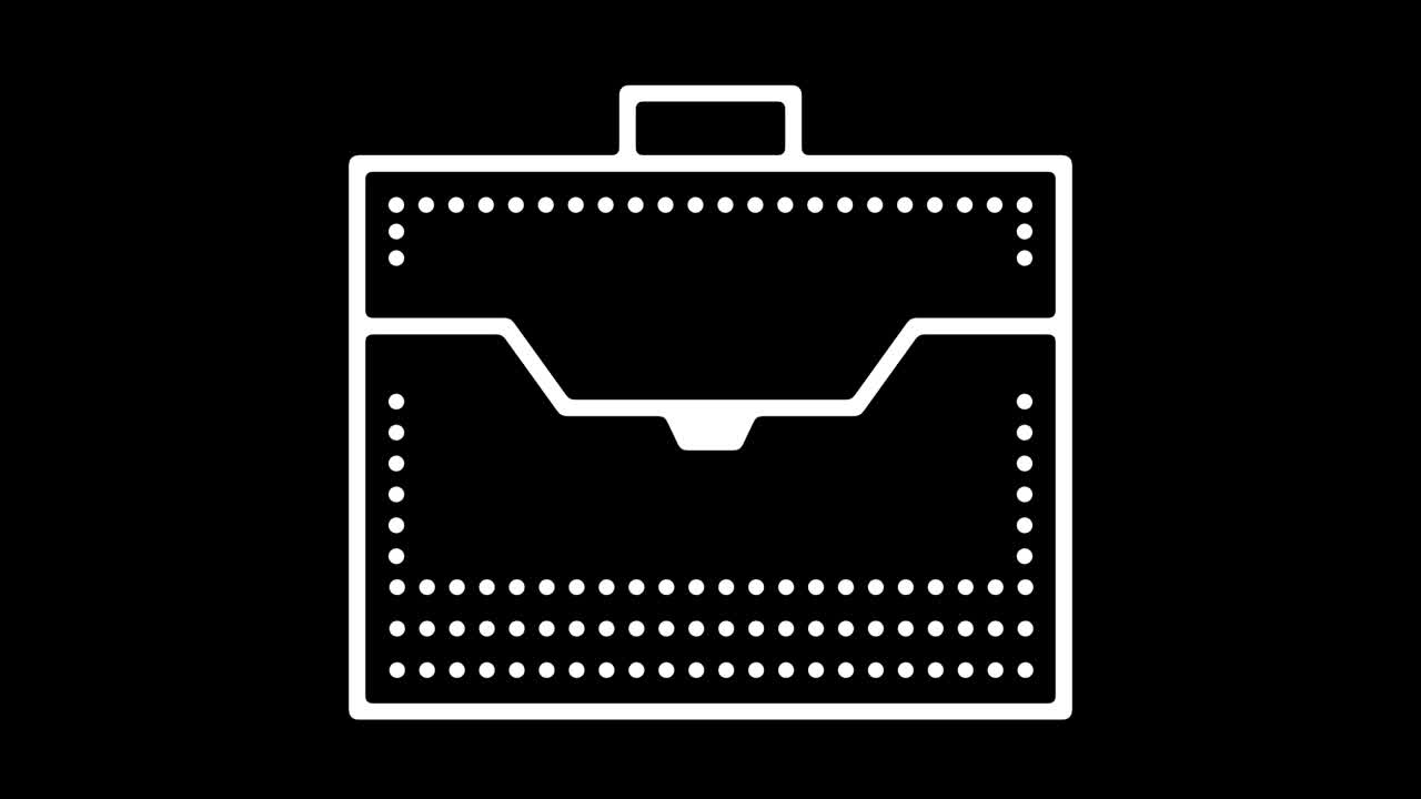 animación del icono de la línea del maletín de negocios con alfa