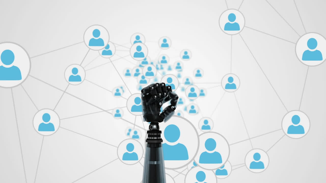 Robot arm with profiles icons