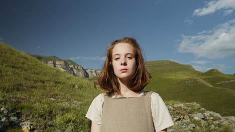 teenage girl in mountains