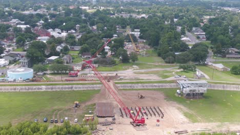 aerial view of construction sites in donaldsonville, la, on the mississippi river and bayou lafourche
