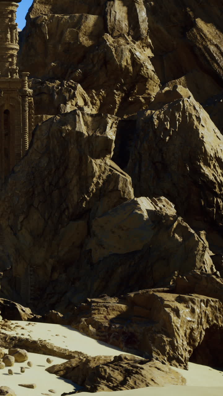 Esplorazione di antiche rovine vicino a rocce e sabbia presso un sito storico