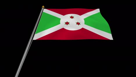 video de bucle de la bandera de burundi revoloteando en el viento, video en cámara lenta de 4k, con canal alfa