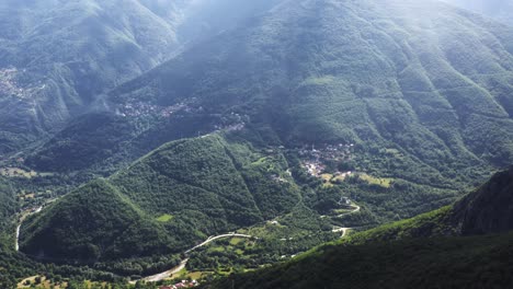 Sunlight-shines-over-the-high-green-mountains-in-the-valley-in-Mavrovo-national-park