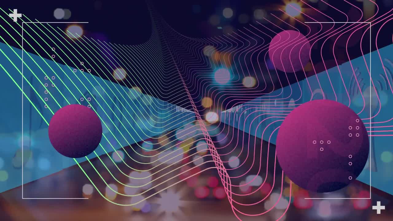 animación de formas que se mueven sobre los iconos de los medios