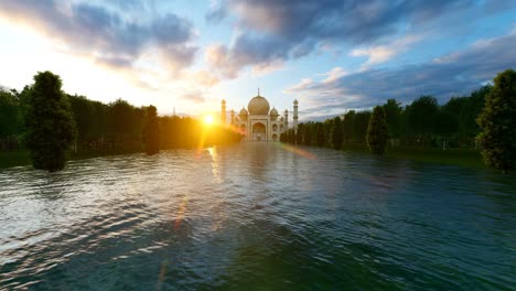 taj mahal amazing sunrise, camera fly