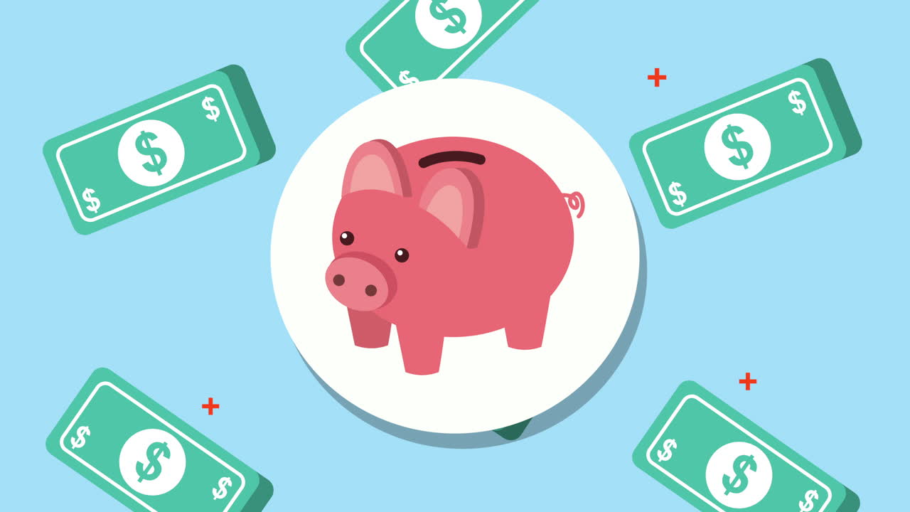 economy and finances bills rain and piggy