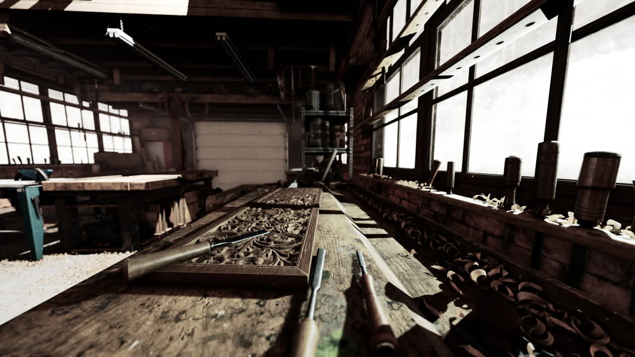 목재 작업실 의 작업 책상