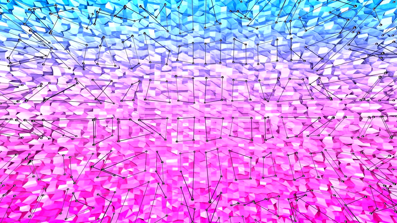 animación de fondo de baja poli 4k en bucle. animación 3d sin costuras en estilo moderno geométrico de baja poli con colores de gradiente. fondo rojo azul simple creativo con cuadrícula. v 6 plano con espacio de copia