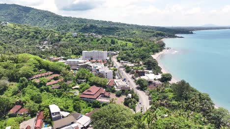 coastal resort town aerial view