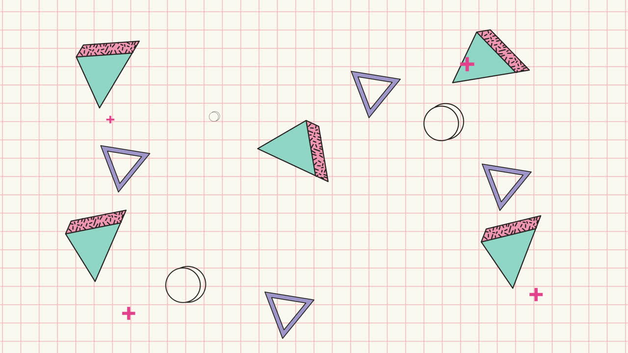 색 배경 애니메이션에서 색상과 기하학적 그림