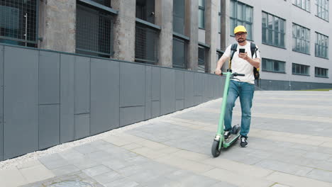 delivery person on electric scooter in urban setting