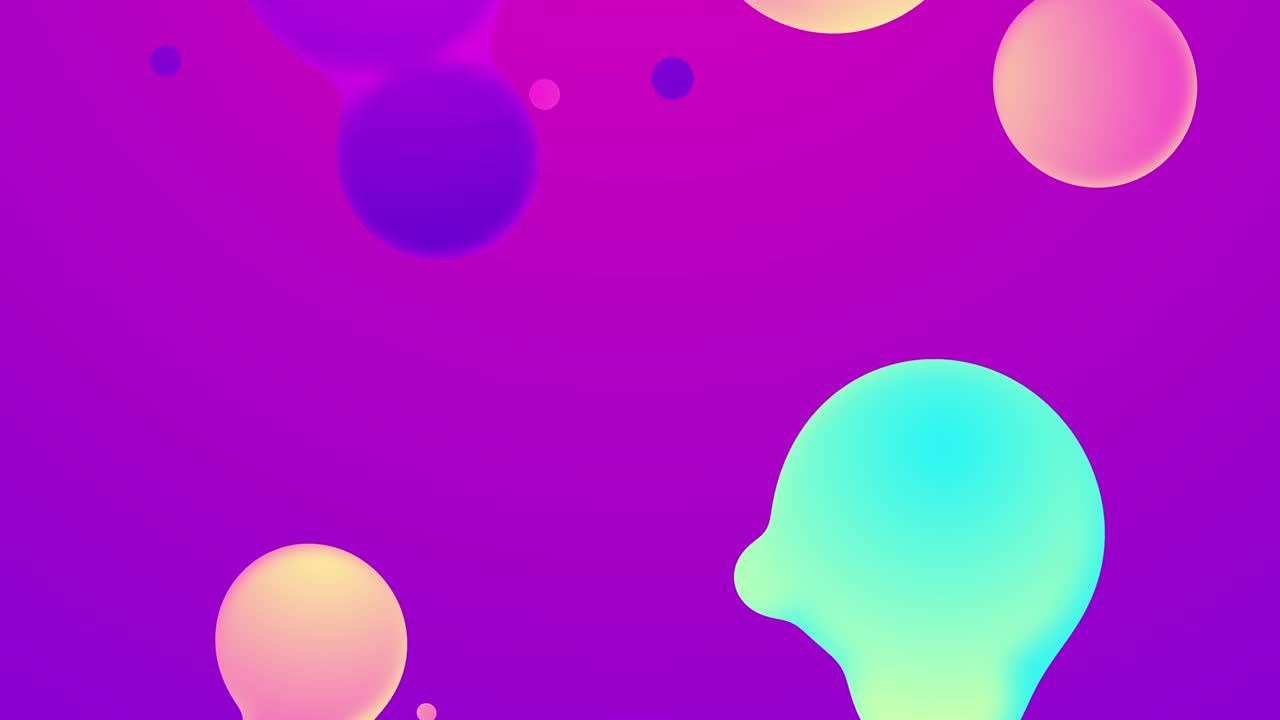 Trendy abstract liquid background with gradient balls 4k