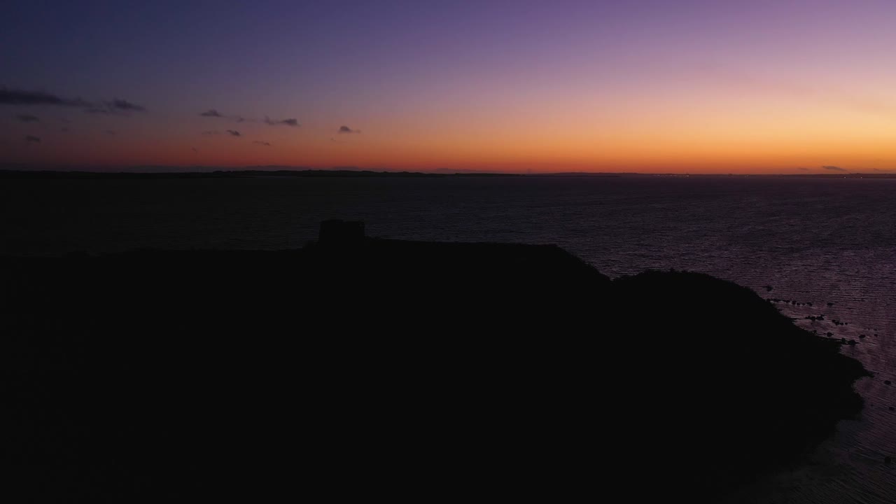 Aerial footage of the Kal&oslash;vig ruin off the coast in Jutland, Denmark