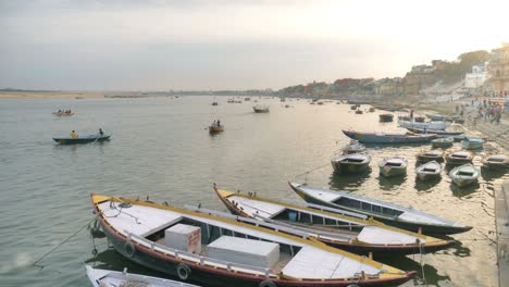 motion time lapse of the ganges river at varanasi.