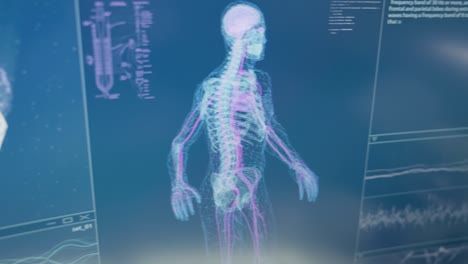 modelo detallado del coronavirus en la pantalla de la computadora. investigación de laboratorio futurista. primer plano en la pantalla