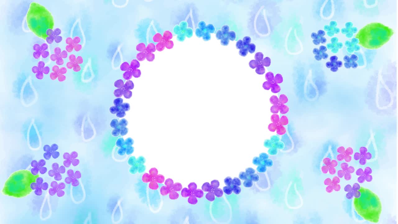 수채화 호르텐지아와 레인 프레임