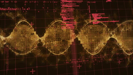 animation of data processing over dna strand