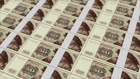 impresión de billetes de 50 marcos alemanes por una imprenta de dinero