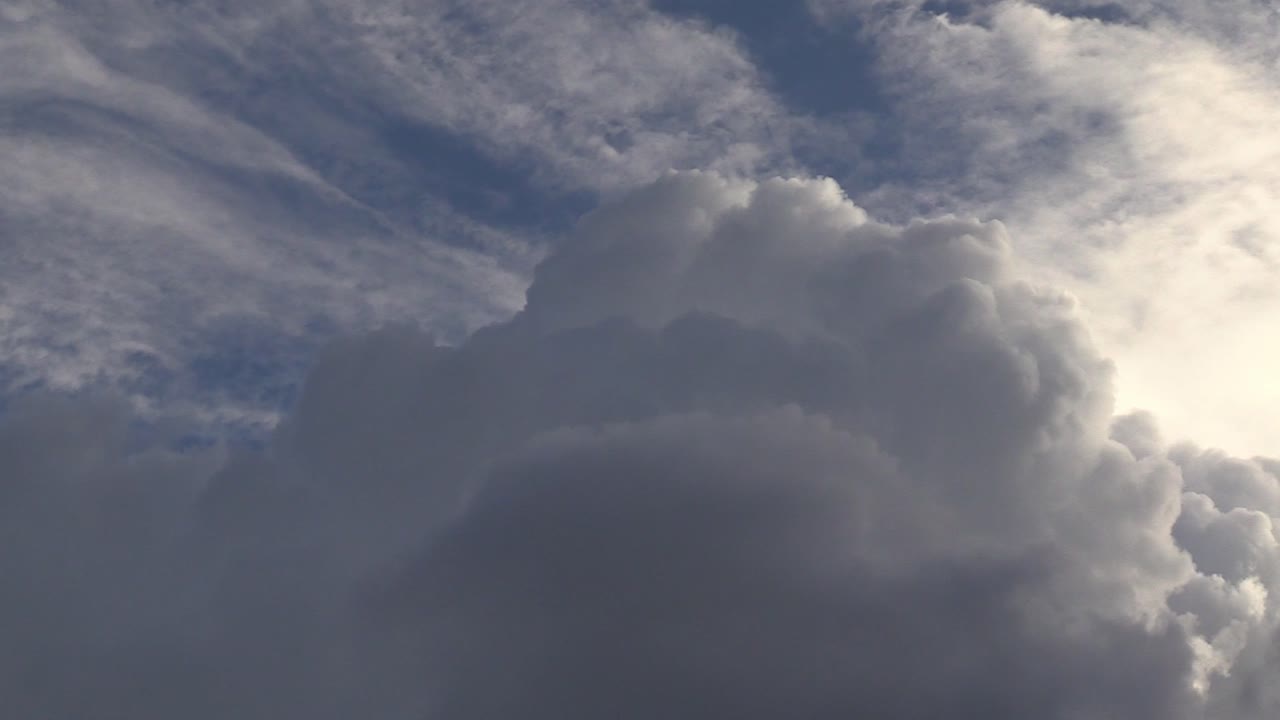 Irish clouds moving in the sky from a distance on a sunny day.