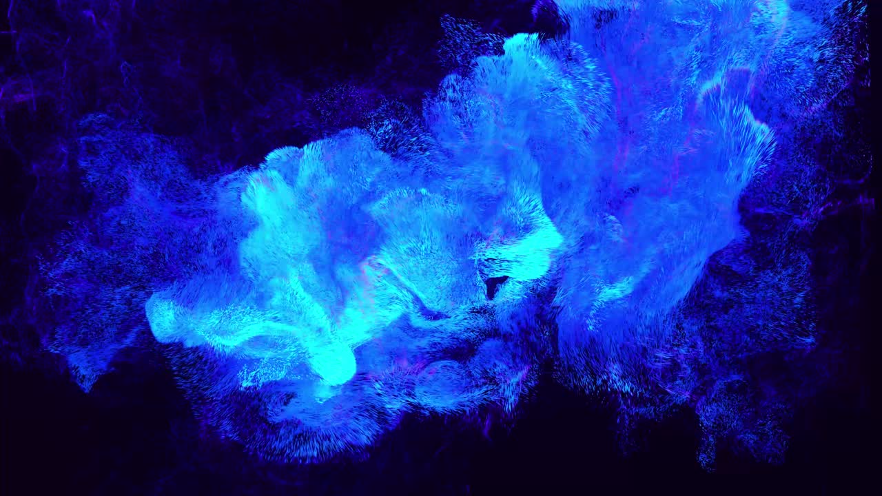 composición de año nuevo con luma matte como canal alfa, efecto de tinta. las partículas de brillo de colores se emiten bajo el agua y giran como tinta en el agua. fondo azul festivo.