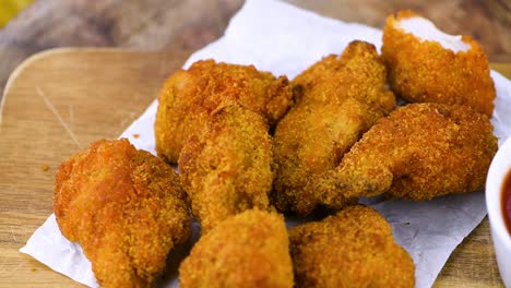 nuggets de pollo crujientes en un plato giratorio (con bucle sin costuras)