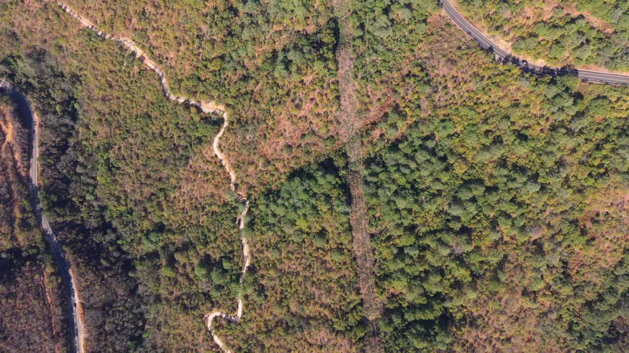 Scenic winding road in Sierra region of Oaxaca captured by drone