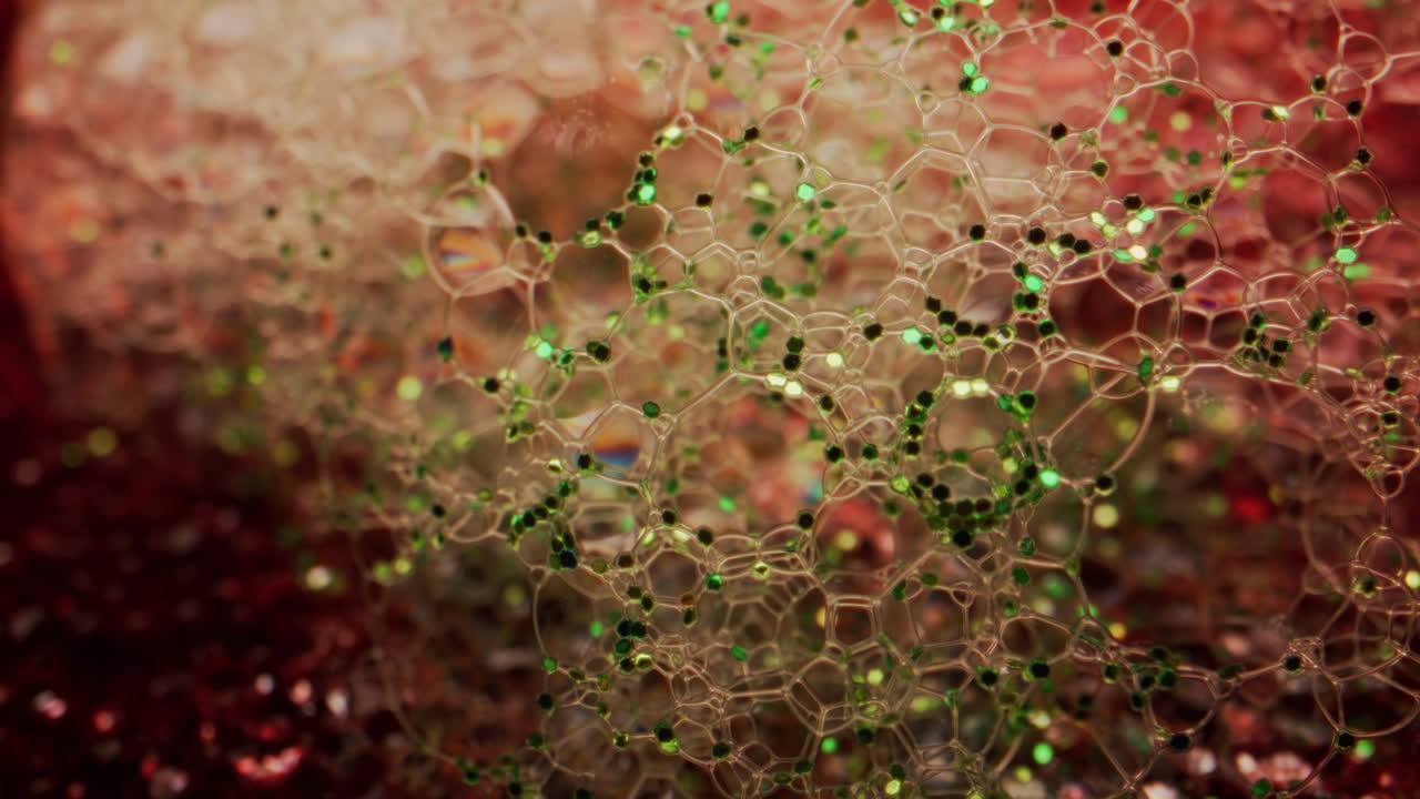 Abstract Macro of Soap Bubbles with Glitter