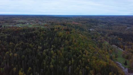 Aerial-View-of-the-Krimulda-Palace-in-Gauja-National-Park-Near-Sigulda-and-Turaida,-Latvia