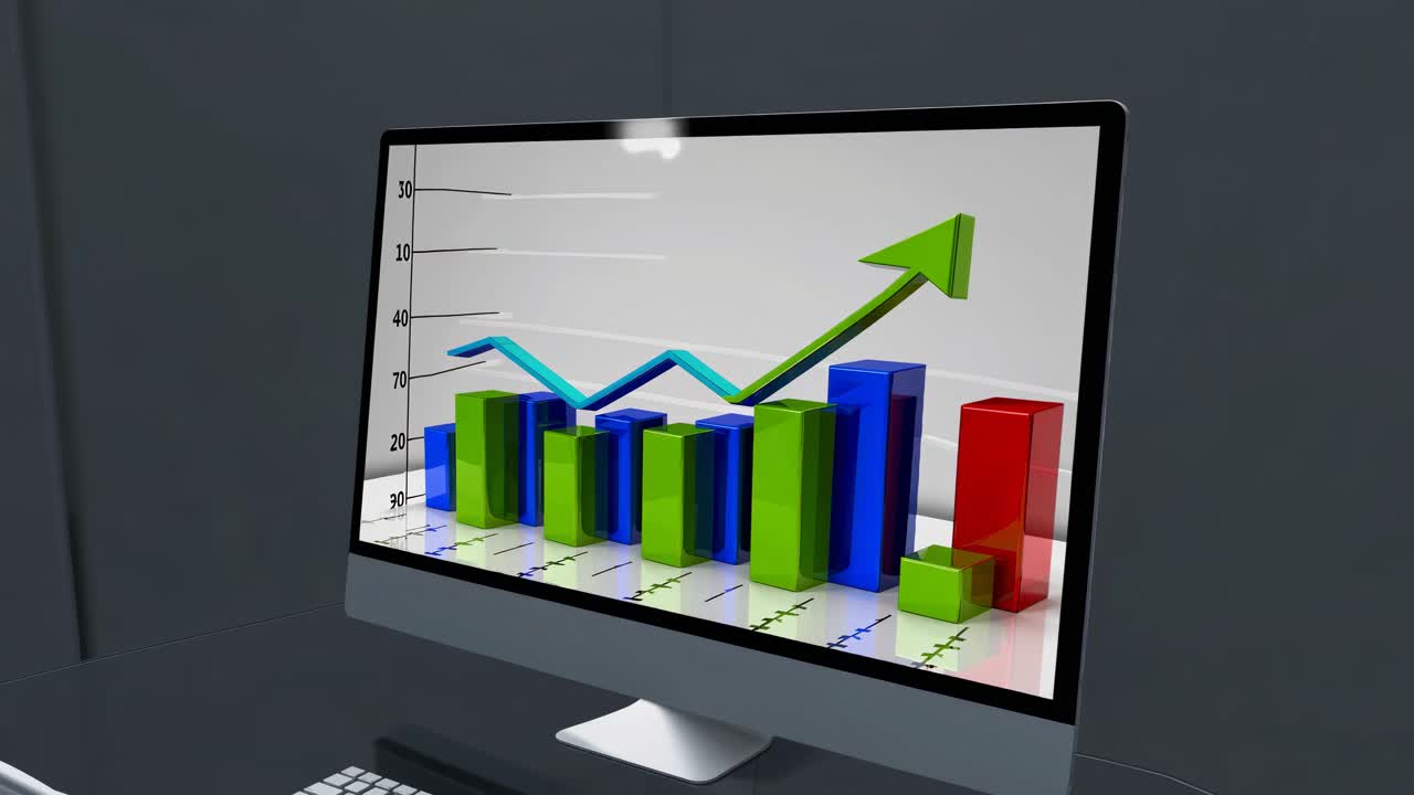 gráfico de crecimiento de negocios en la pantalla de la computadora