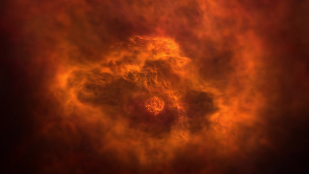 프레임의 중앙에 폭발이 일어났습니다.