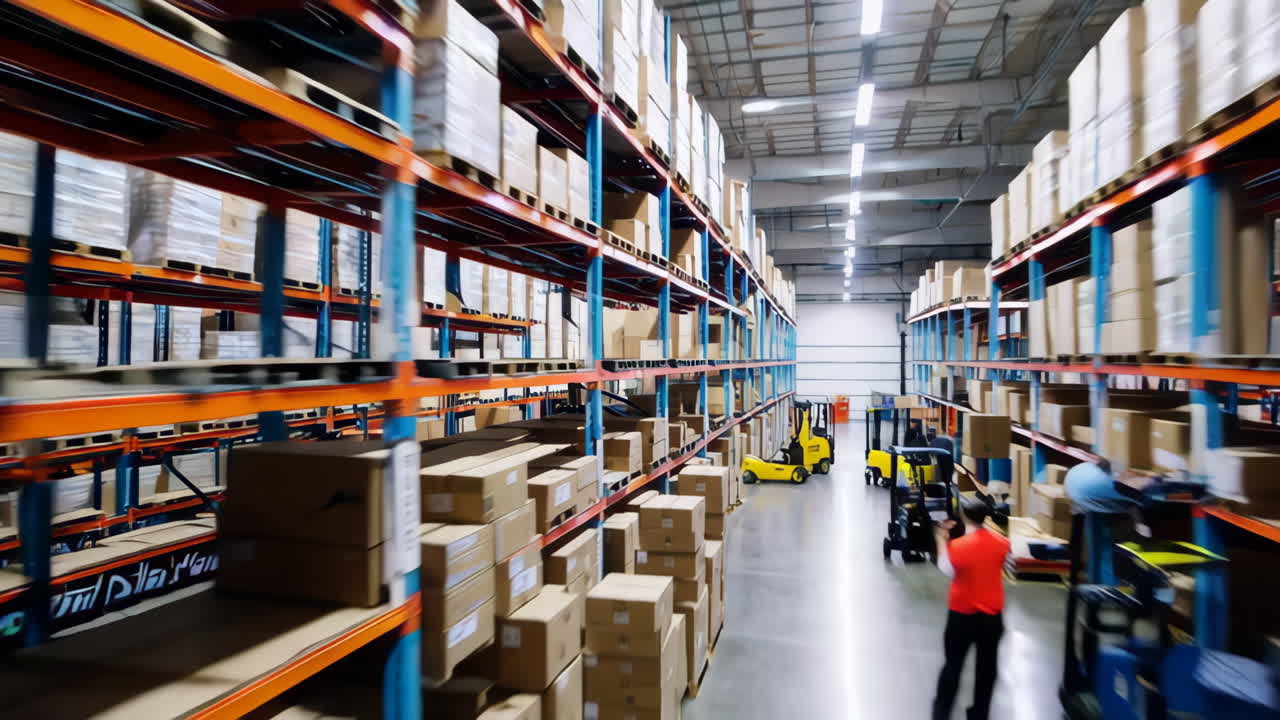 Warehouse Interior with Forklifts