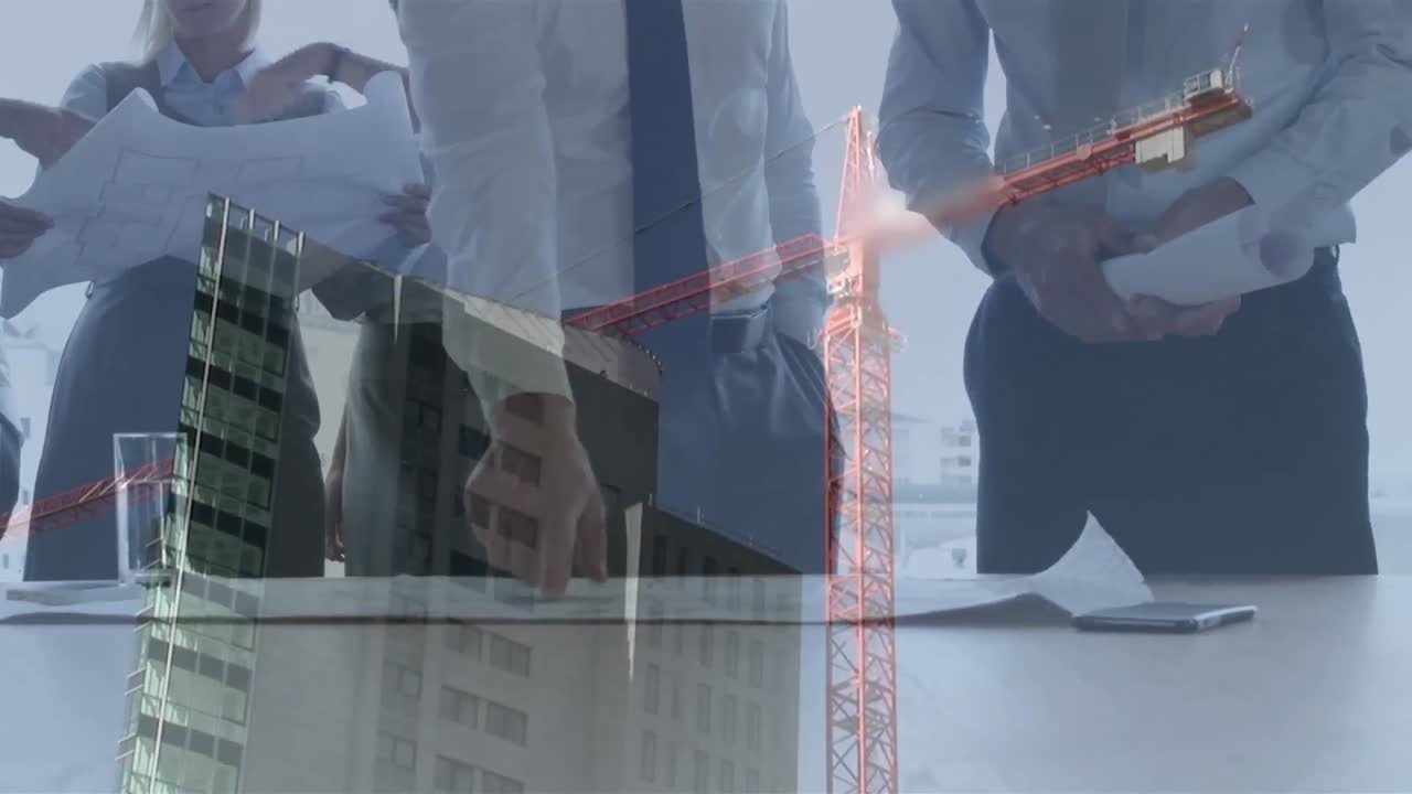 animación del sitio de construcción sobre personas de negocios hablando en la oficina