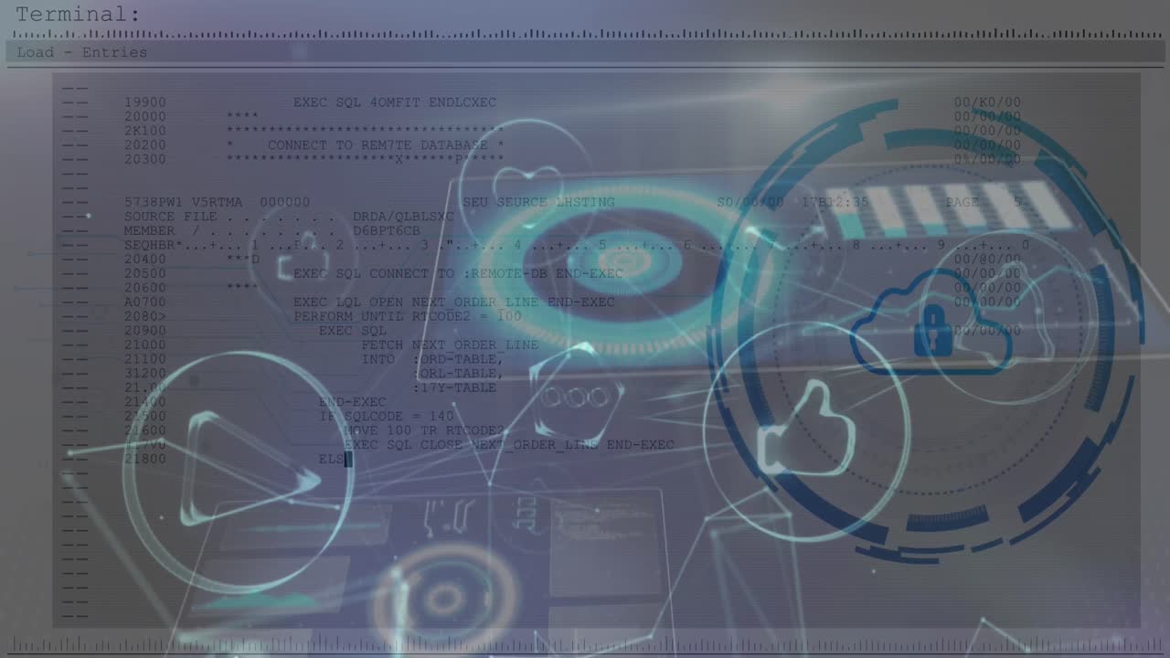 Animation of data processing over white background